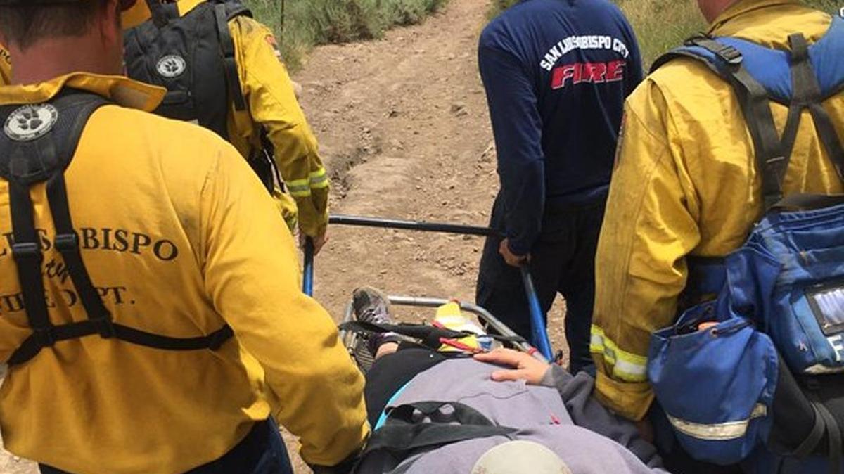 San Luis Obispo Fire and Cal Fire emergency responders rescue an injured hiker on Bishop Peak