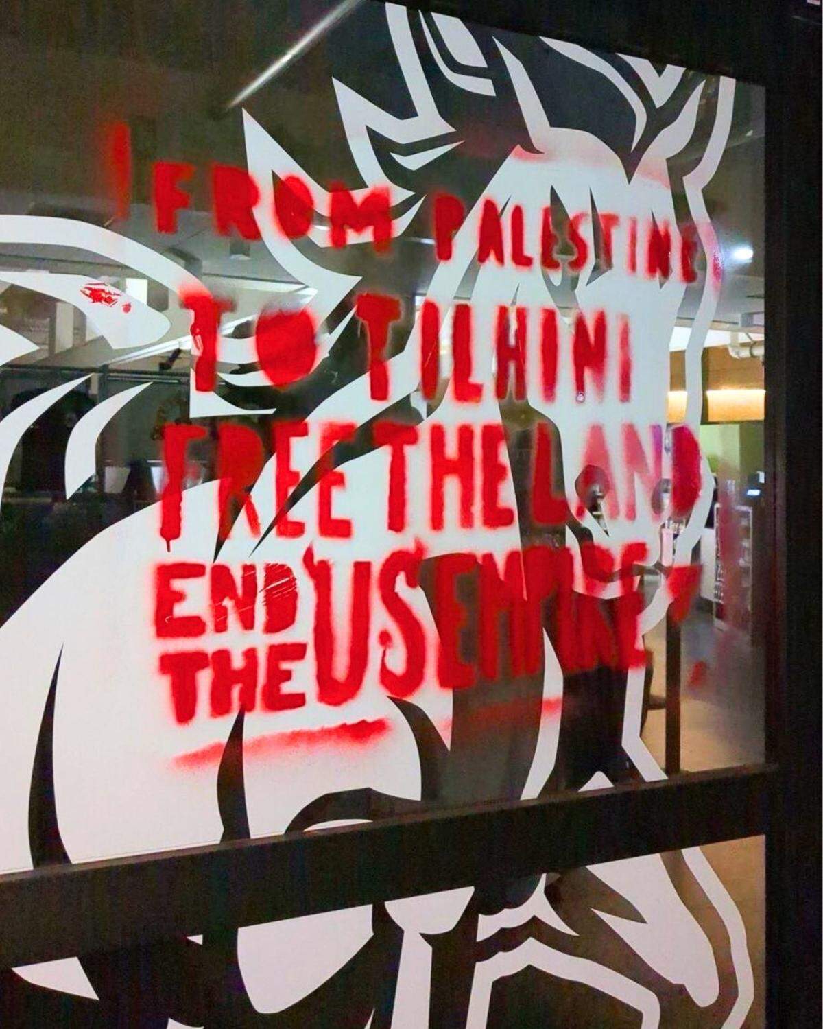 Anti-Israel vandals sprayed graffiti at multiple locations across Cal Poly on Oct. 31, 2024.
