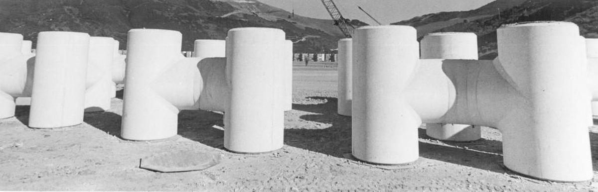 These 22-ton tri-bars were manufactured at Diablo Canyon for use on two breakwaters. They help lock the breakwater stones in place.