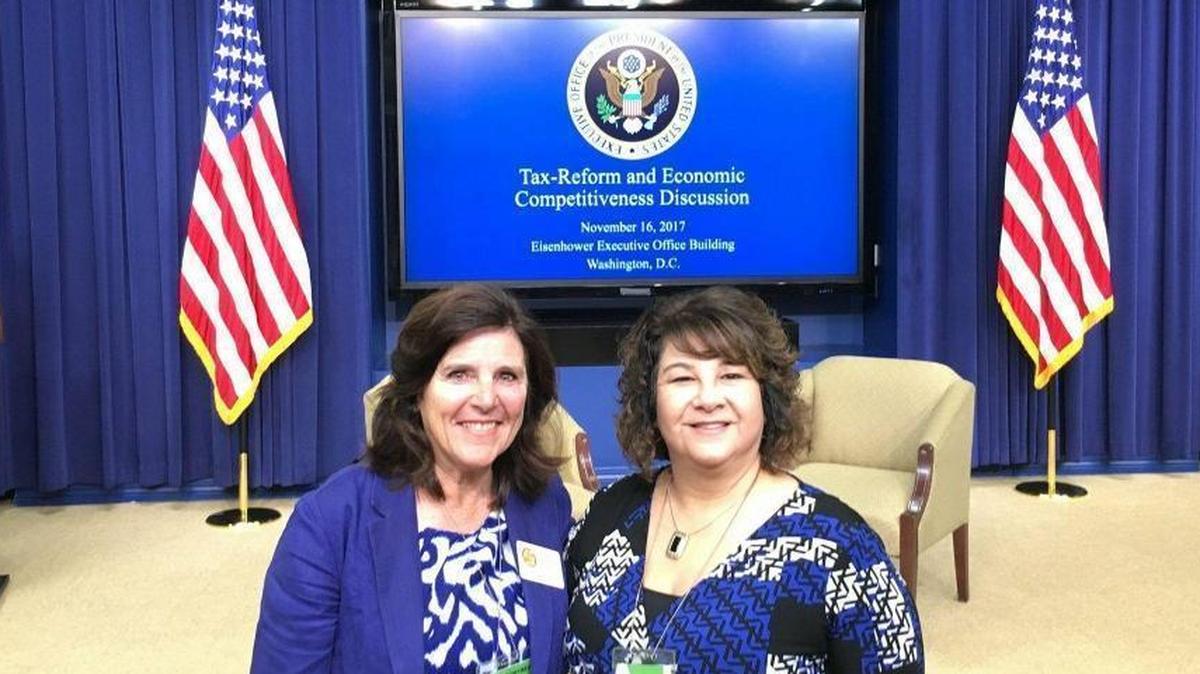 San Luis Obispo County Supervisor Debbie Arnold, left, and Libby Szabo, county commissioner and former state legislator representing Jefferson County, Colorado, attended the White House’s State and Local Government Tax Reform and Economic Competitiveness Discussion.