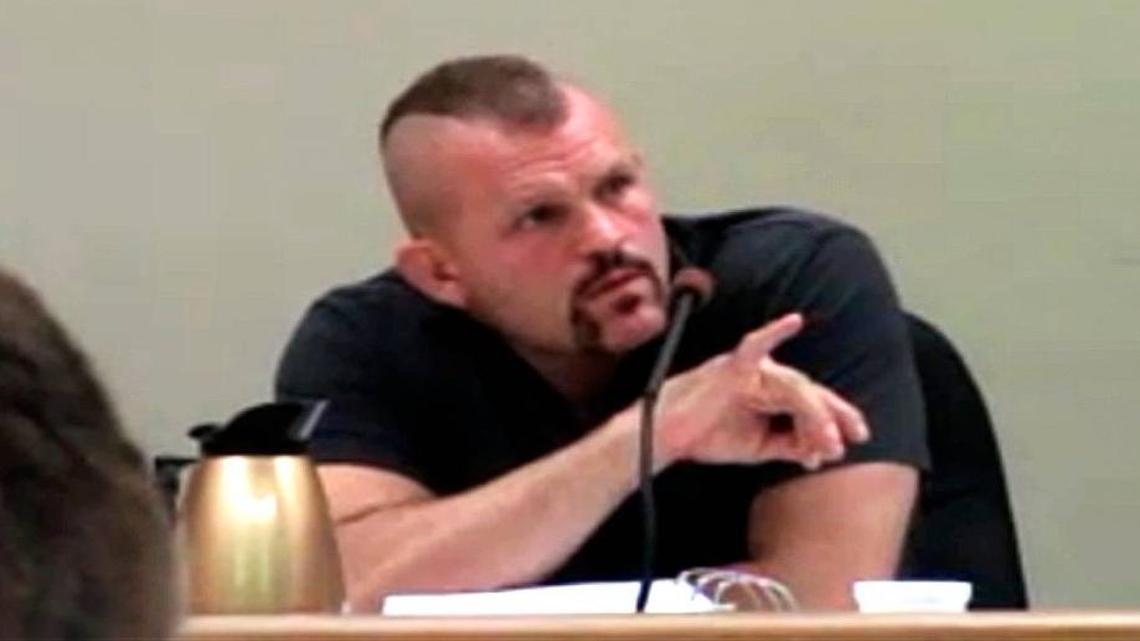 Former UFC light heavyweight champion Chuck Liddell testifies during a civil trial against Cuesta Title Co. in June 2015.