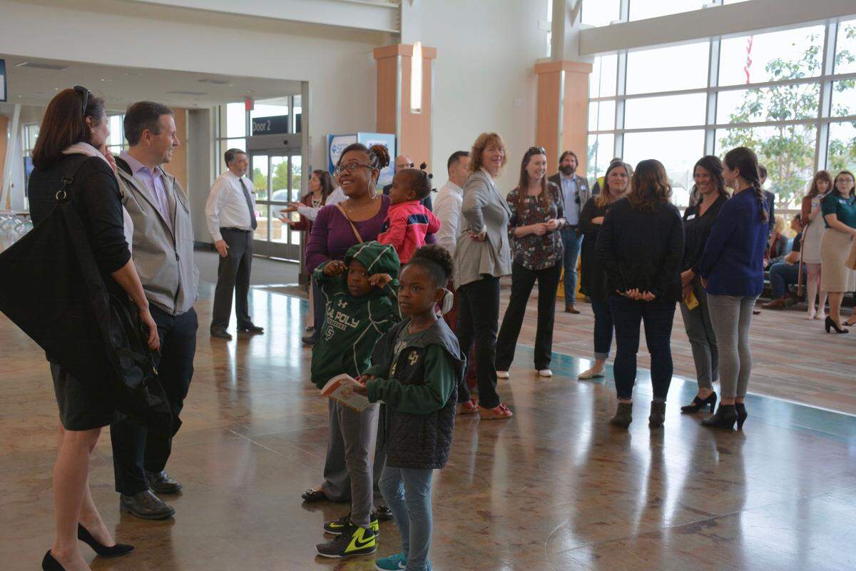 The SLO County Regional Airport terminal lobby on the first day of the Dallas-Fort Worth to SLO flight.