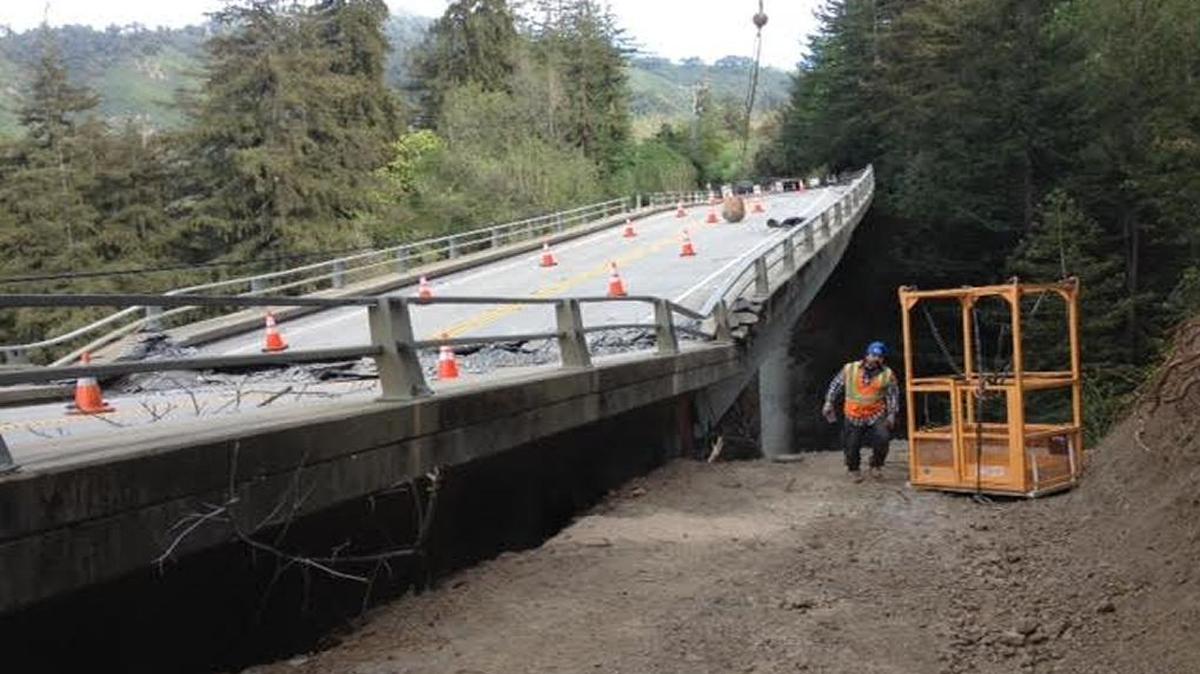 Construction crews renewed their efforts Wednesday, March 15, 2017 to demolish the Pfeiffer Canyon Bridge in Big Sur.