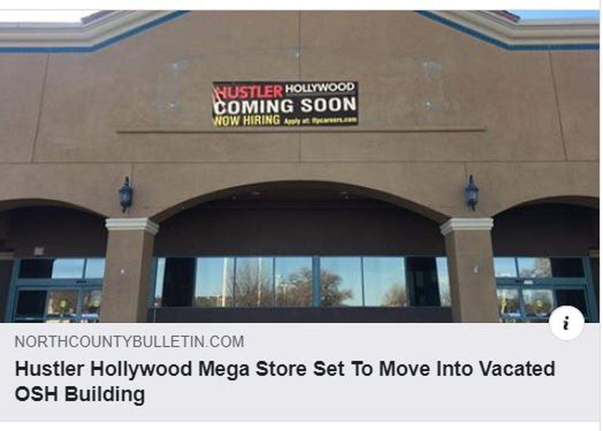 A hoax article posted on Facebook claims Hustler Hollywood plans to move into the vacant Orchard Supply Hardware store on Theatre Drive in Paso Robles.