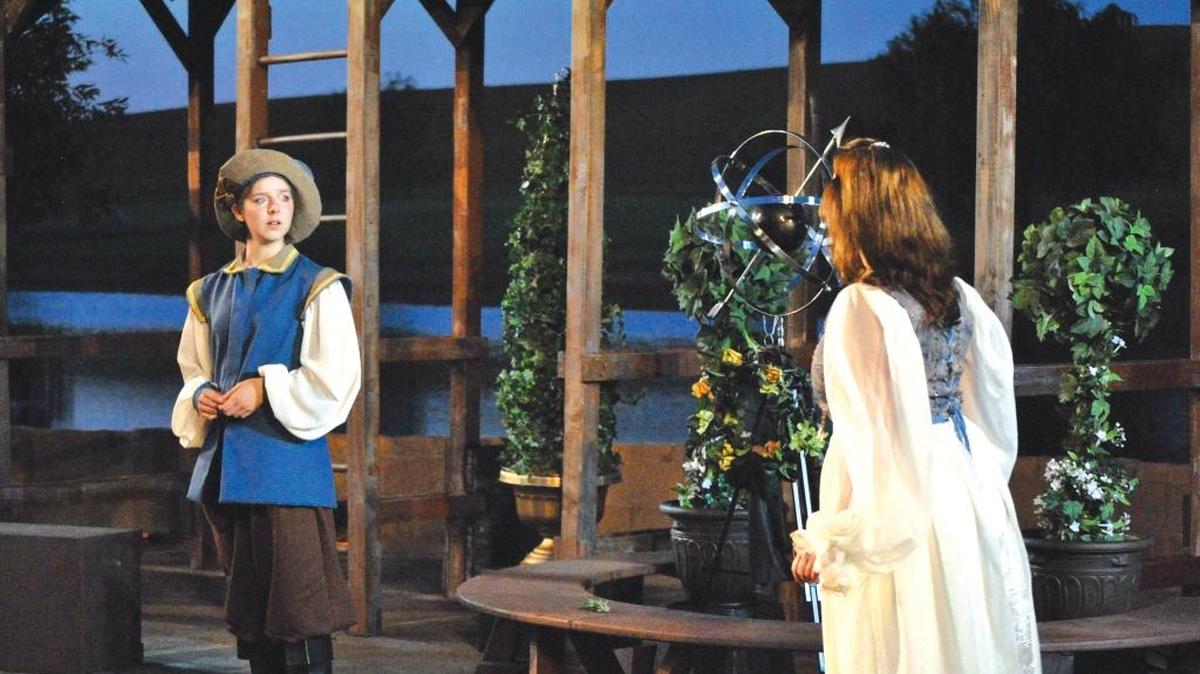 Jessica Boles, left, as Viola, and Janet Stipicevich as Olivia in 'Twelfth Night.'