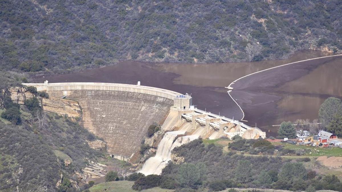 Gibraltar Reservoir filled up and began spilling early Tuesday, Jan. 24, 2017, sending water down the Santa Ynez River and into Lake Cachuma.