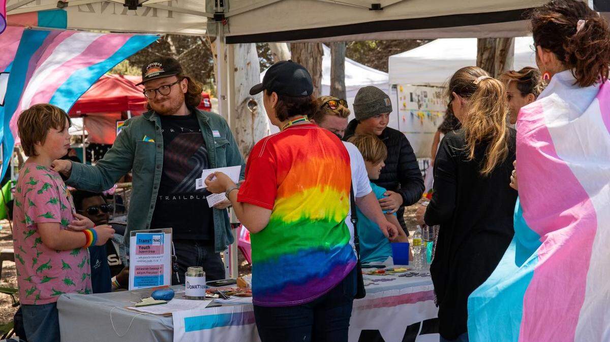 Tranz Central Coast passes out resources at the Laguna Lake Pride Festival in San Luis Obispo in 2022. Tht Gala Pride and Diversity Center will hold its first Trangender Pride festival in May 2023.