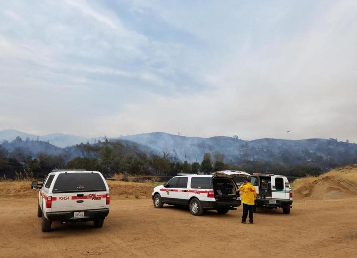 Firefighters responded to the Red Fire, which is east of Santa Margarita, on Wednesday.