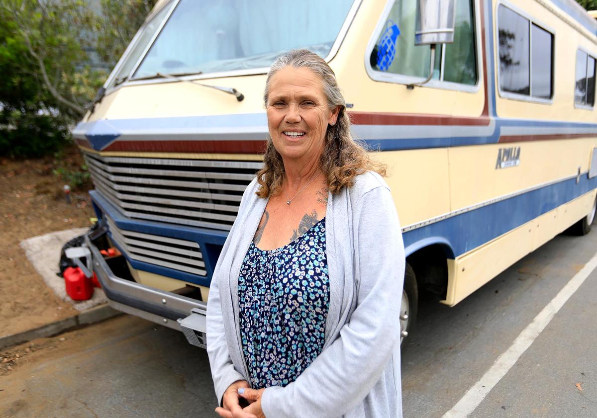 Deana Clarke has been living in an RV on Palisades Avenue in Los Osos for about two months after losing her rental housing in Morro Bay. Clarke said she wouldn’t feel safe staying at SLO County’s safe parking site on Kansas Avenue.