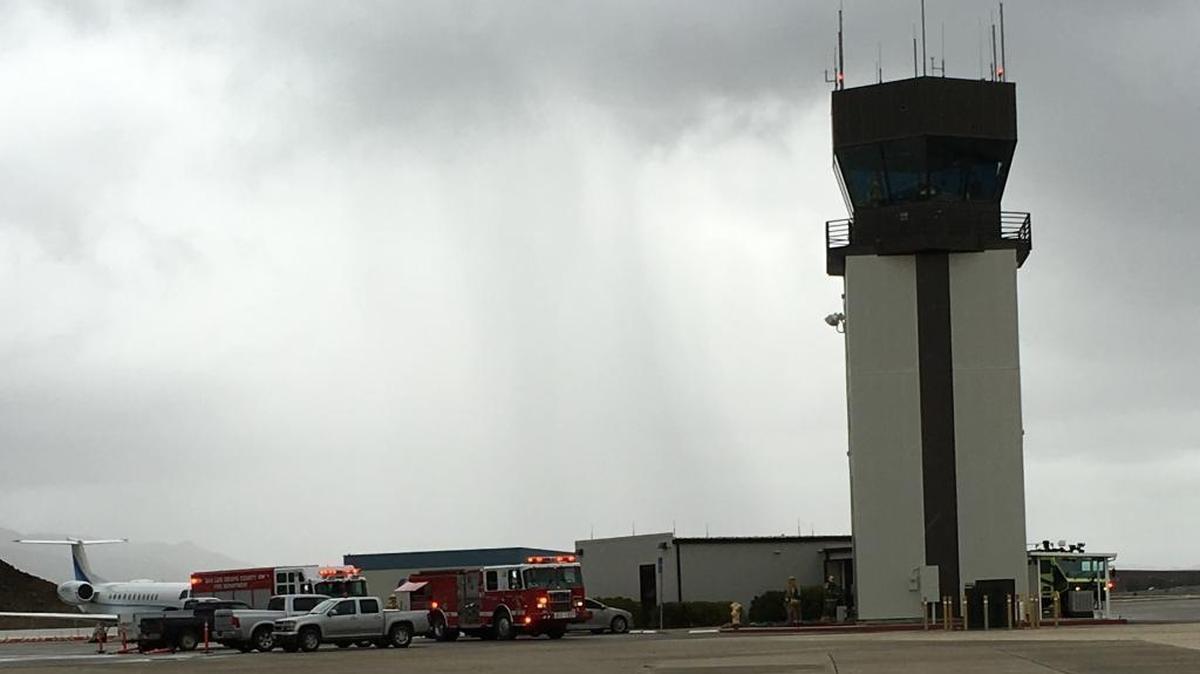 Lightning struck the control tower at the San Luis Obispo County Regional Airport on Wednesday. The tower was evacuated because of the strike.