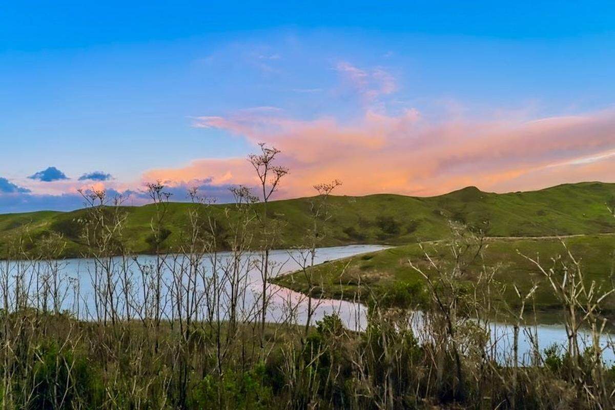 Whale Rock Reservoir near Cayucos was at about 93% capacity before another atmospheric river storm pushed it to capacity on March 10, 2023.