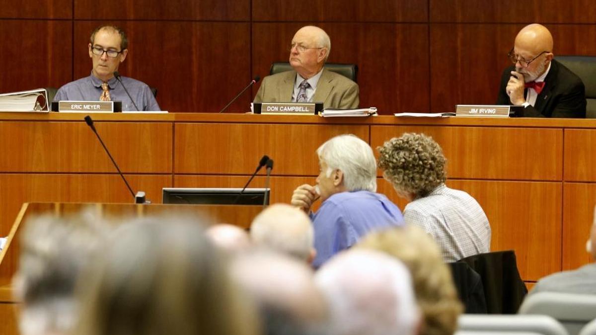 Planning commissioners listen Friday during the fifth hearing on Phillips 66’s oil-by-rail proposal for its Nipomo Mesa refinery.