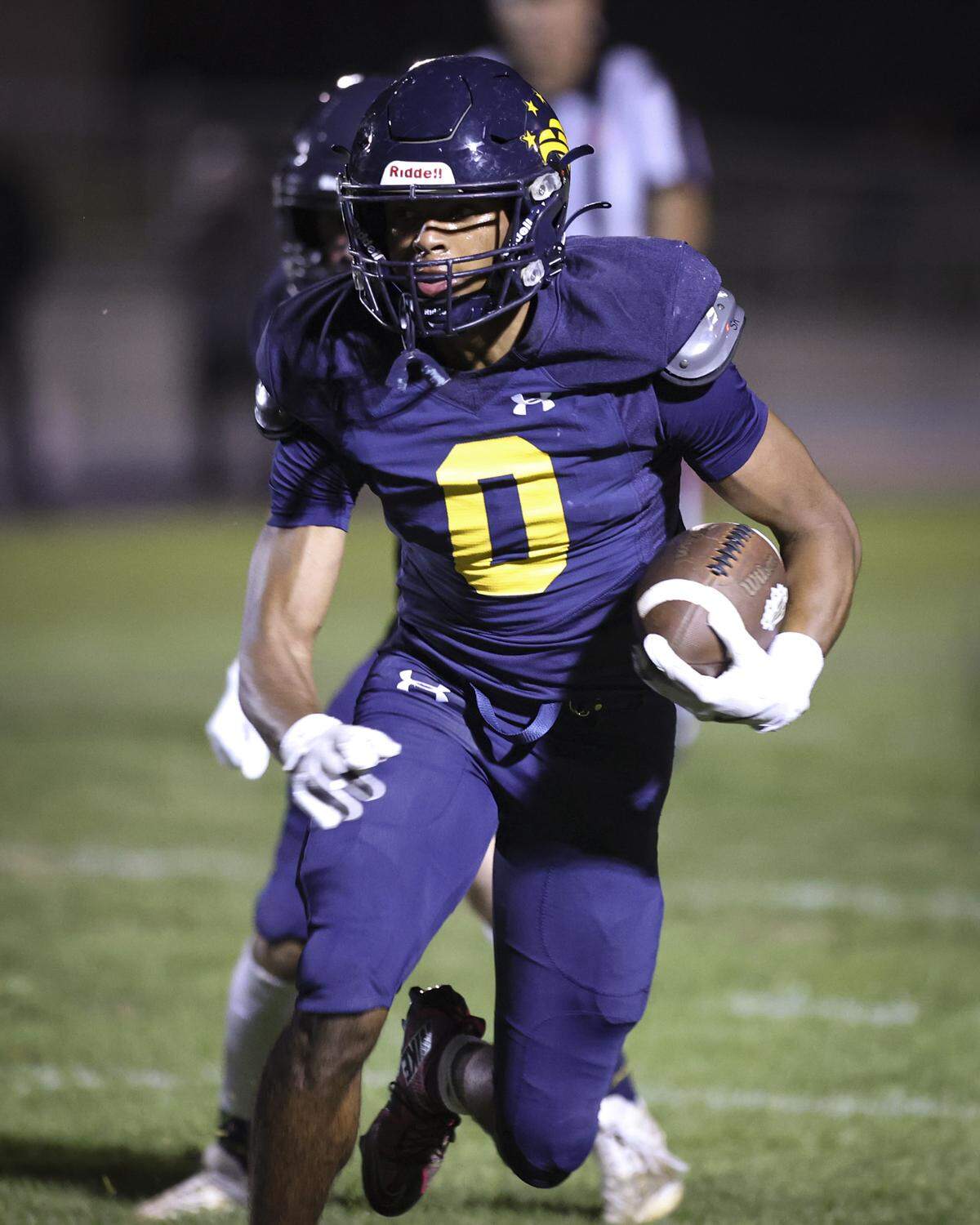Caleb Clark runs with the ball. Arroyo Grande beat St. Joseph 21-6 in a football game Oct. 18, 2024.