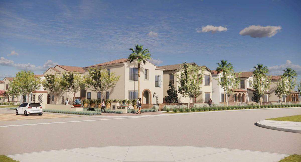 A rendering shows how the bungalows would look at the Bullock Ranch mixed-use development project in San Luis Obispo.