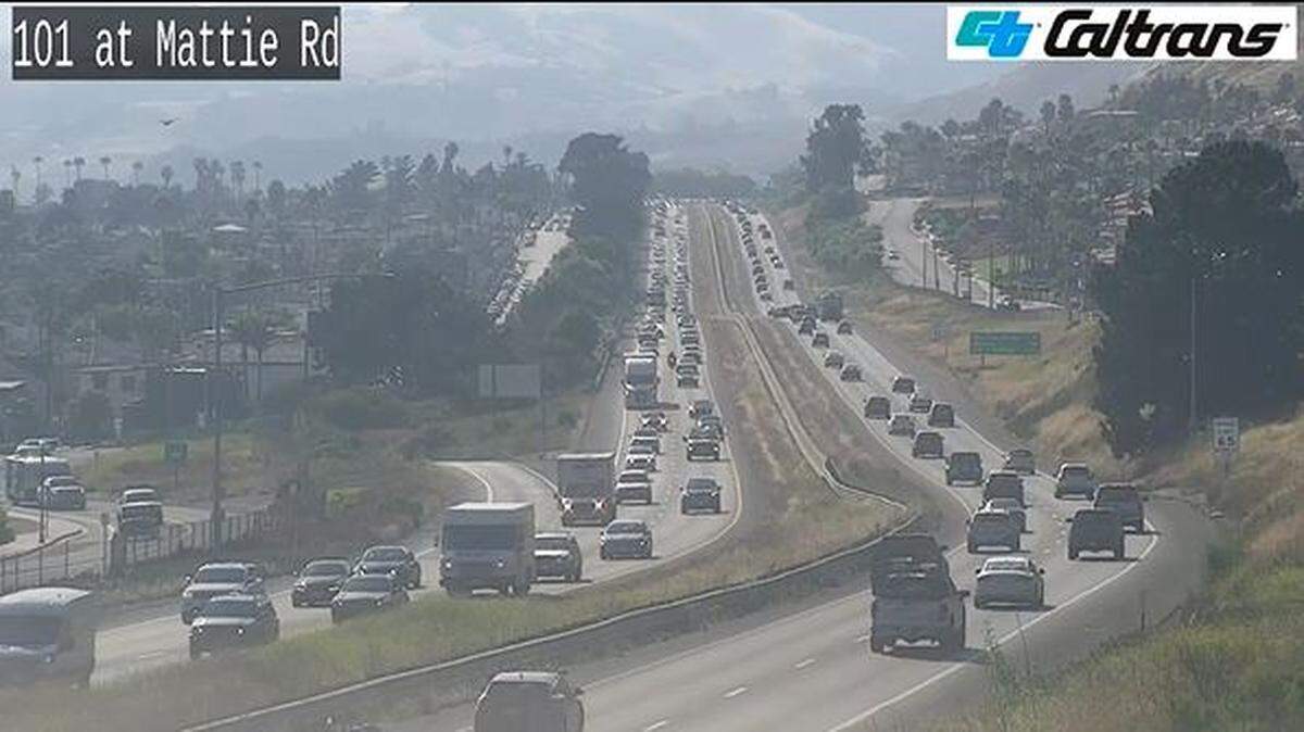 Southbound Highway 101 traffic was slow through Shell Beach on Friday, June 16, 2023.