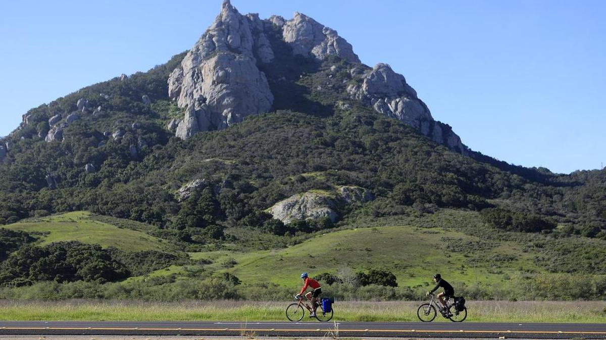 Hollister Peak stands out on a recent beautiful Sunday along Highway 1.
