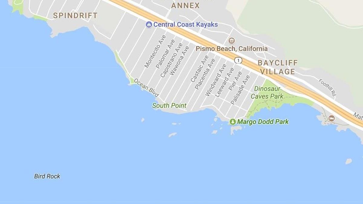 A kayaker became stuck on a rock about a quarter-mile offshore from Dinosaur Caves Park in Pismo Beach on Monday.