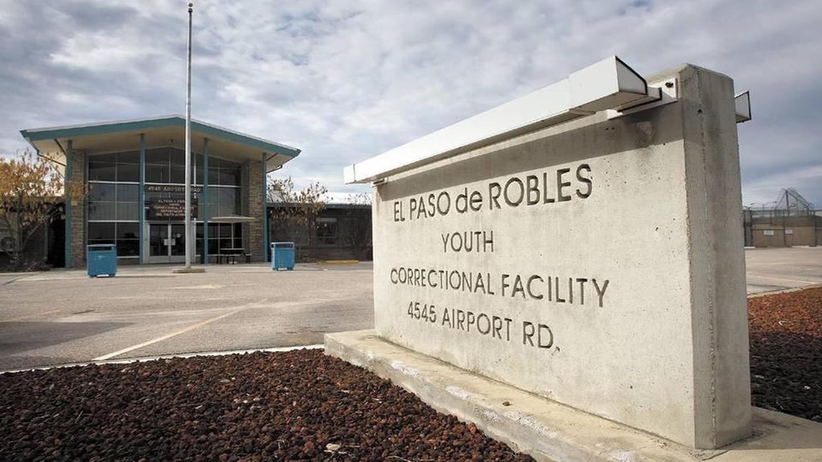 The parking lot of the now-vacant El Paso de Robles Youth Correctional Facility on Airport Drive. The site has remained vacant since 2008, when it was closed by the state.