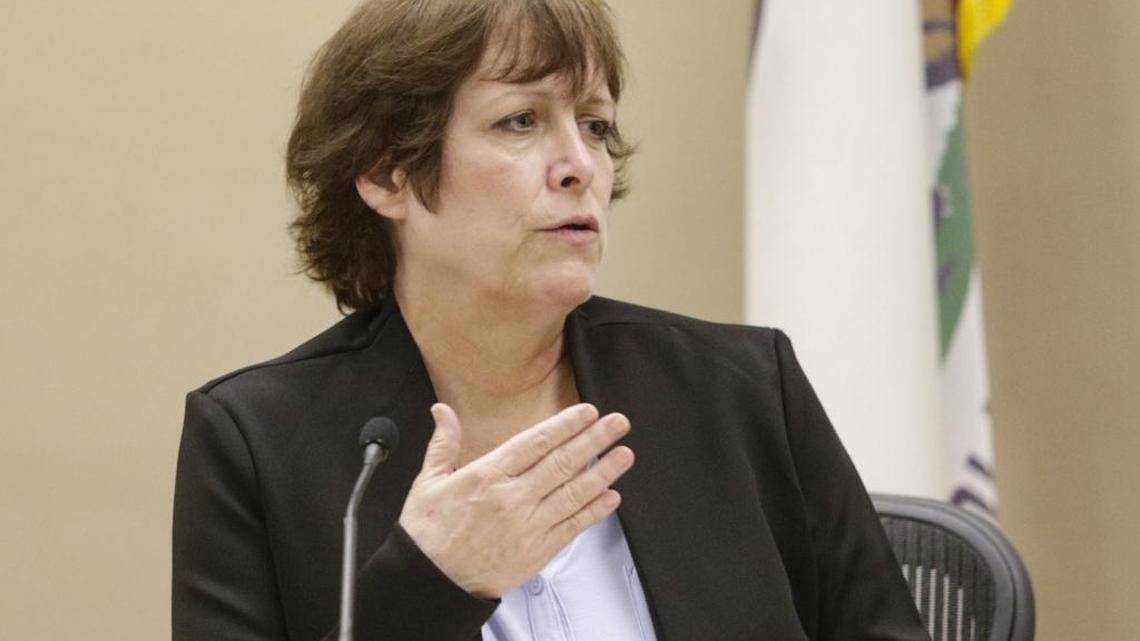 Cal Coast News owner Karen Velie testifies Wednesday in court in the defamation trial against her.