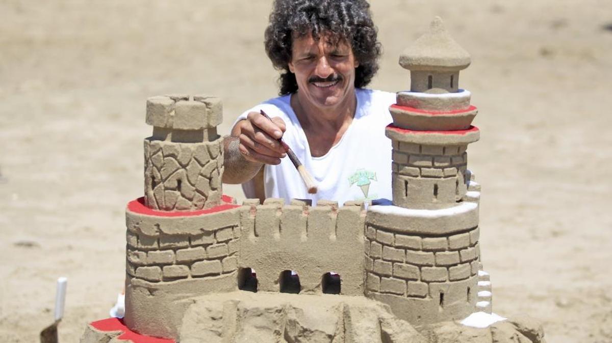 Arroyo Grande resident Raul Torres has created sand sculptures near the pier every Saturday for the last twelve years. He raises money for San Luis Obispo ALPHA, a teen pregnancy and counseling support agency.