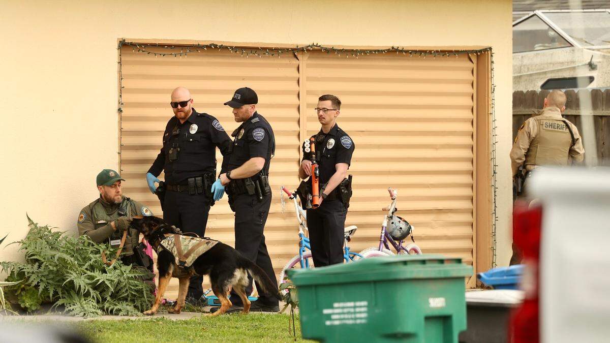 Law enforcement surrounded a home on Orchard Street in Arroyo Grande on Jan. 31, 2025. The nearby high school was briefly under a secure in place order during the incident.