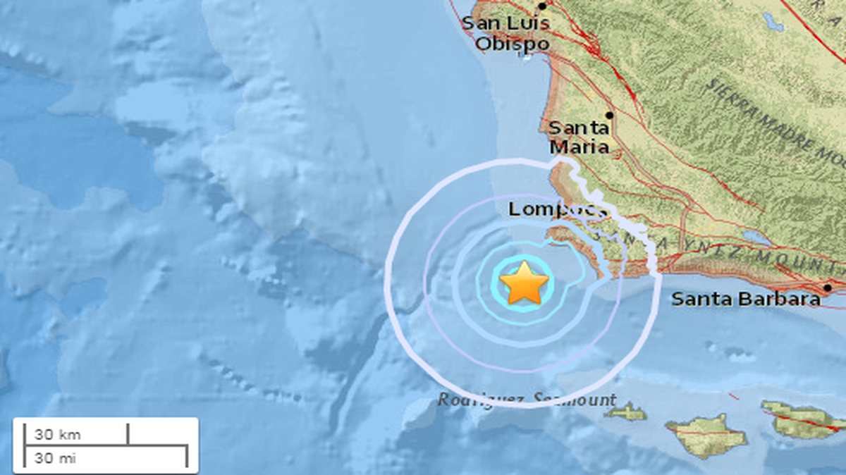 A small earthquake was reported Thursday, June 8, 2017, in the ocean southwest of Lompoc, according to the U.S. Geological Survey.