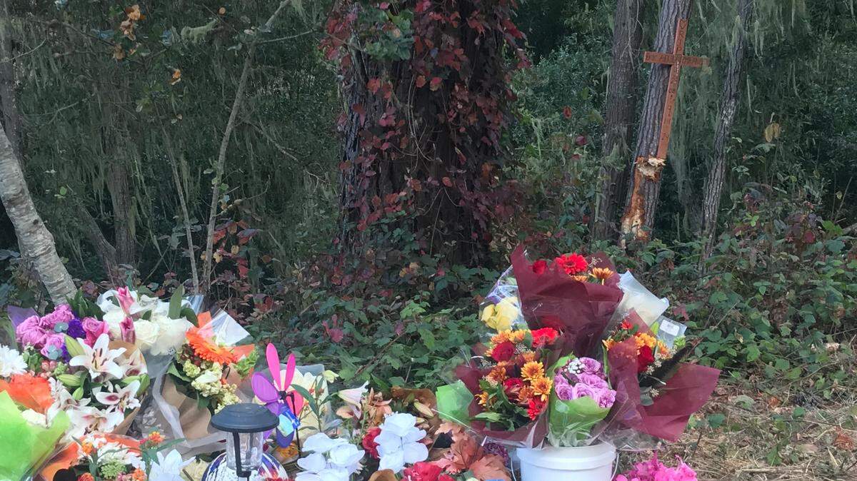 A roadside memorial popped up at the site of the fatal crash on Highway 1 in Cambria where 16-year-old Eric Aguilar was killed on Sept. 14, 2024.
