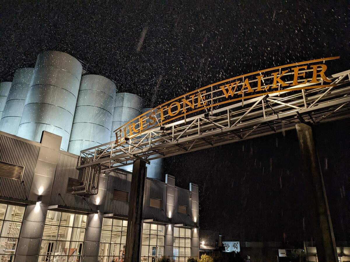 Snow fell across northern San Luis Obispo County on Feb. 24, 2023, including at Firestone Walker Brewing Company.