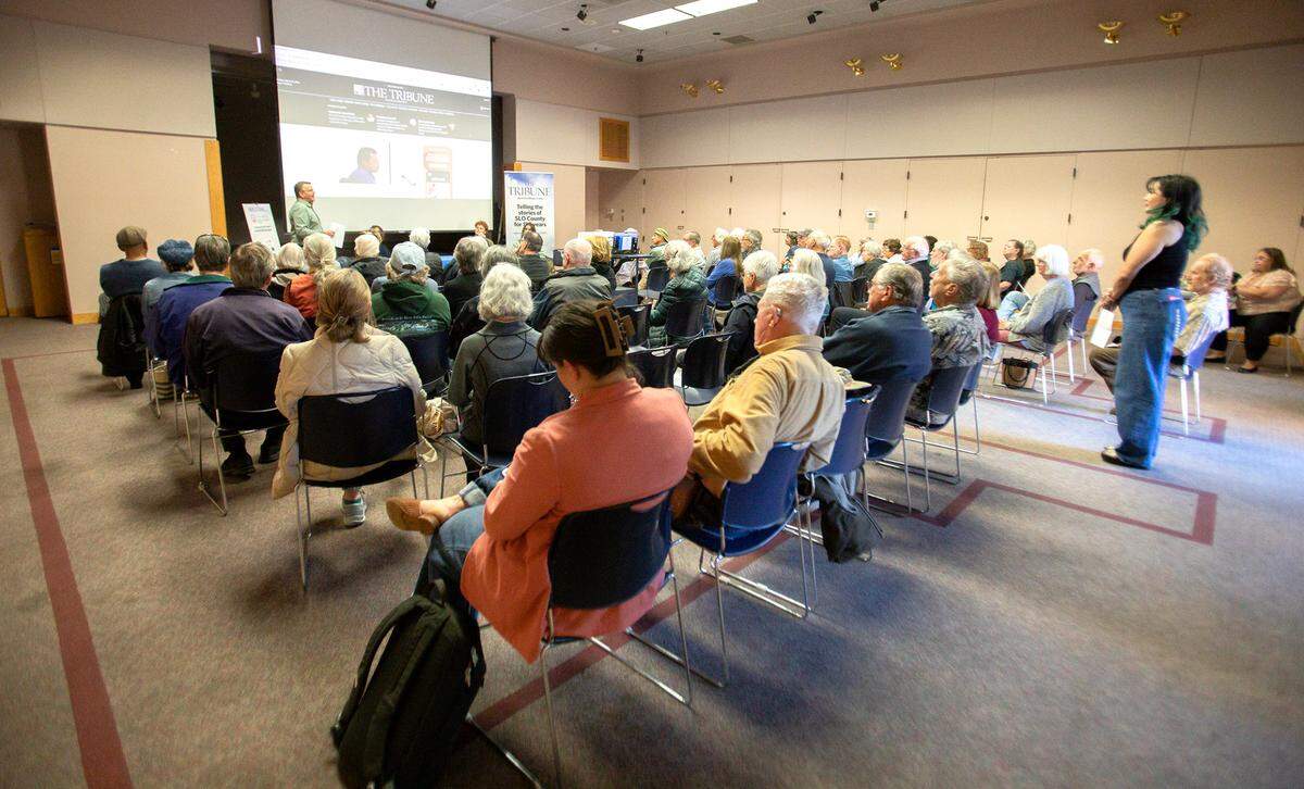 The Tribune hosted a forum at the San Luis Obispo Library on Tuesday, March 26, 2024, about why print is reducing to two days a week and how to use the Tribune eEdition. Editor Joe Tarica introduced the Tribune staff and held a question-and-answer session for more than 60 attendees.