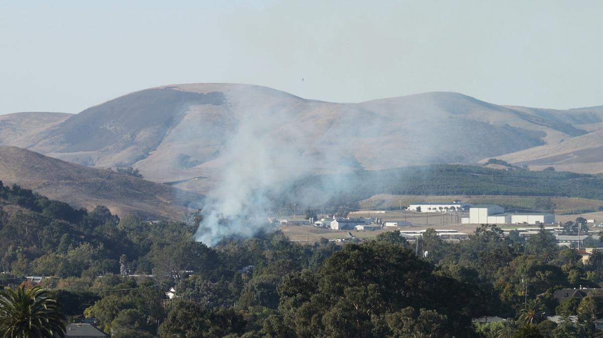 Two fires were burning near the Highland Drive entrance to Cal Poly in San Luis Obispo. They were some of the handful of major fires burning in San Luis Obispo County on Oct. 30, 2023.