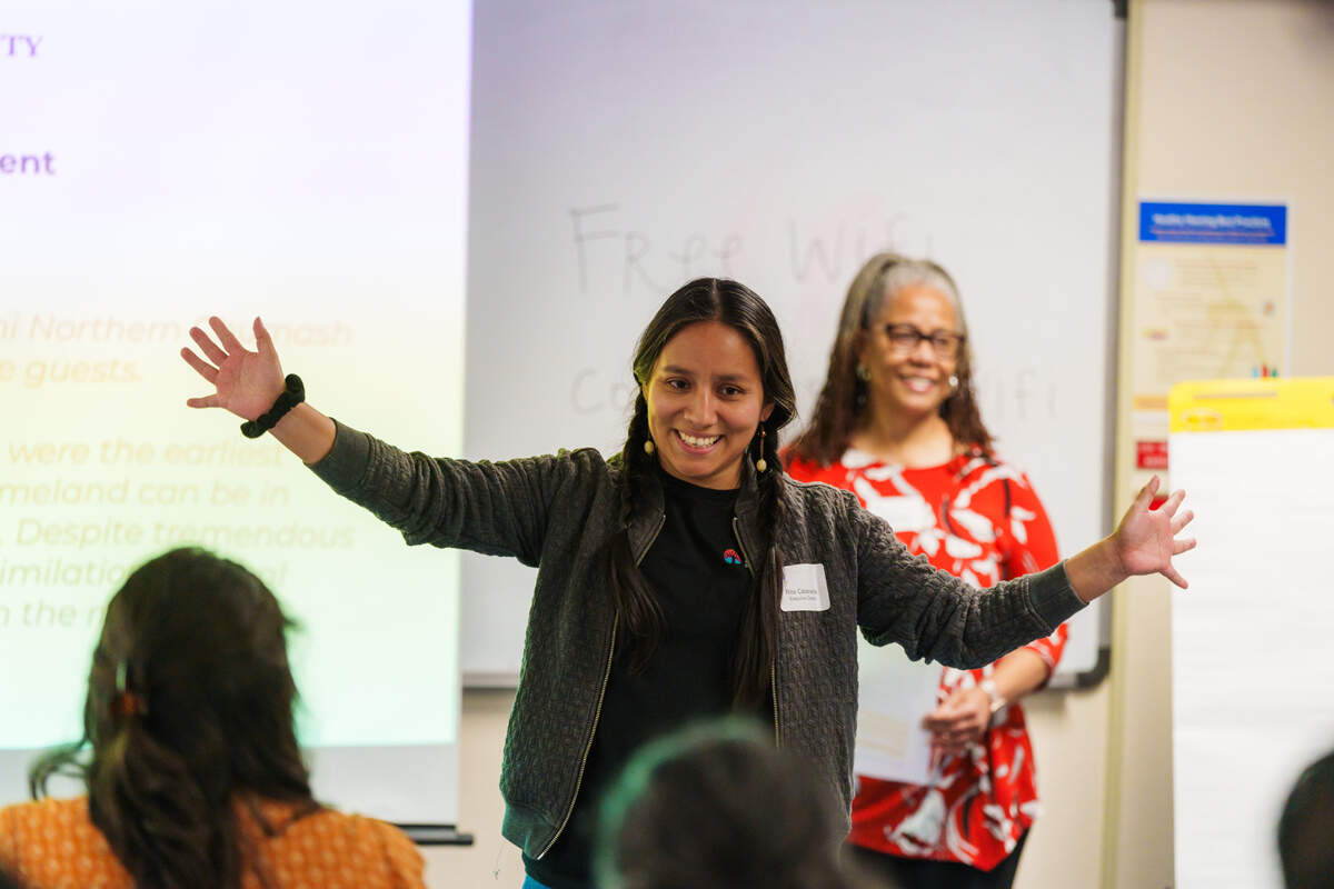 San Luis Obispo County Diversity Coalition executive director Rita Casaverde greets the first cohort of the BIPOC Leadership Training Program.