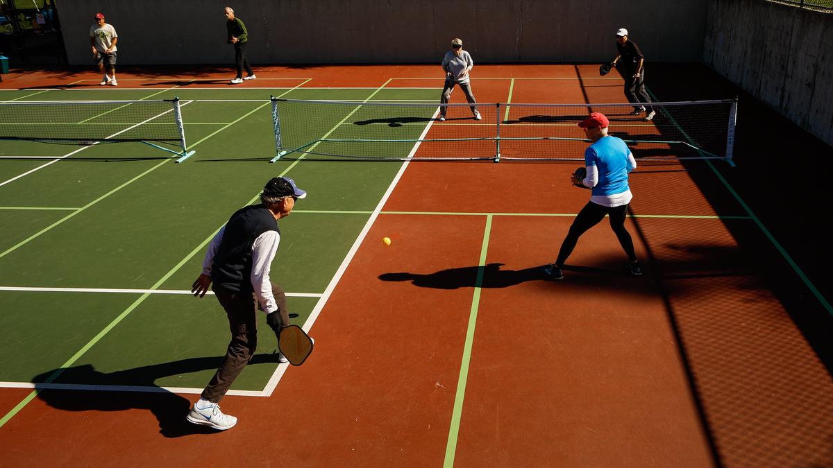Pickleballers take to the courts at French Park in San Luis Obispo, where three new courts will be going in. They will be first permanent pickleball courts in the city where there is a high demand to play.