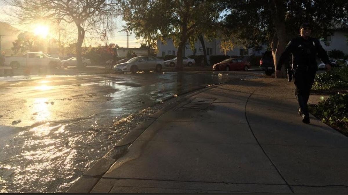 A water main broke near Foothill Boulevard on Tuesday, January 2, 2017, in San Luis Obispo.