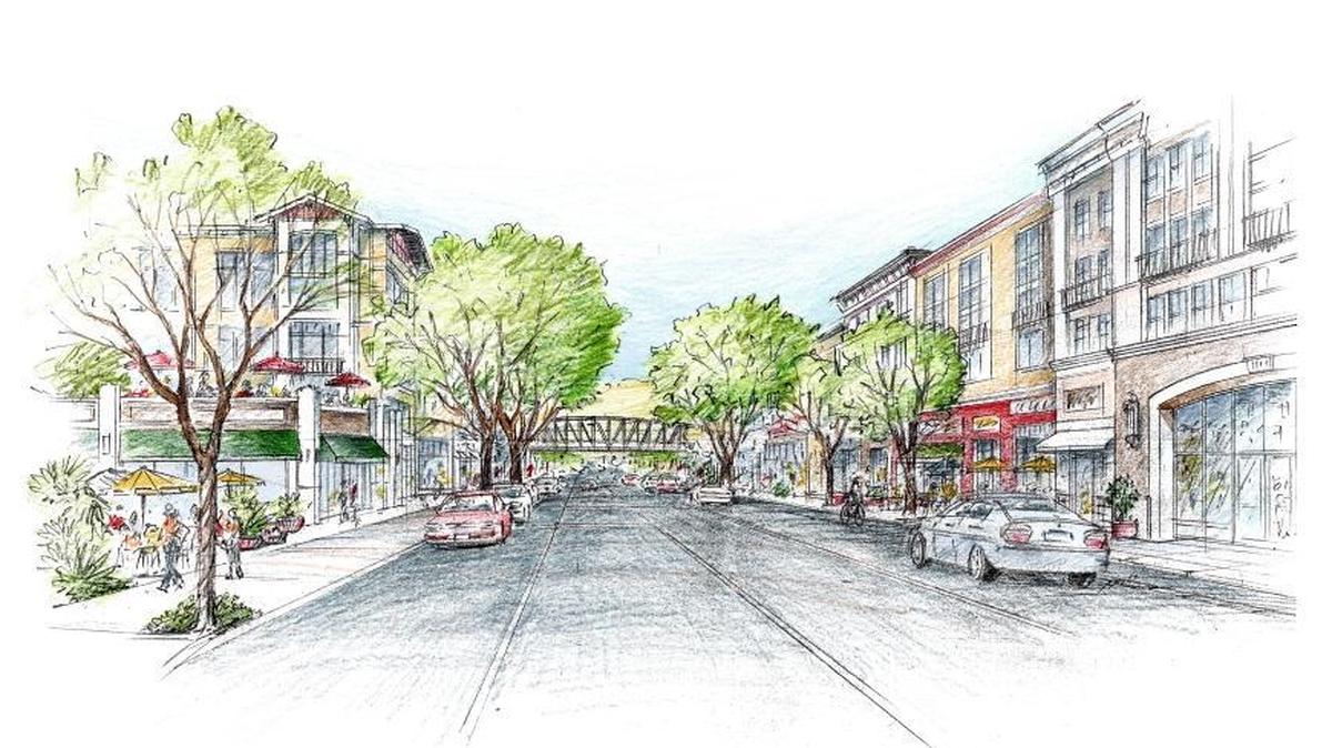 A new bicycle and pedestrian bridge in San Luis Obispo would cross Monterey Street next to the existing railroad trestle, according to a Downtown Concept Plan. It would connect the expanded Railroad Safety Trail to downtown. The city is also proposing zoning changes for Upper Monterey that would increase maximum building heights to 75 feet.
