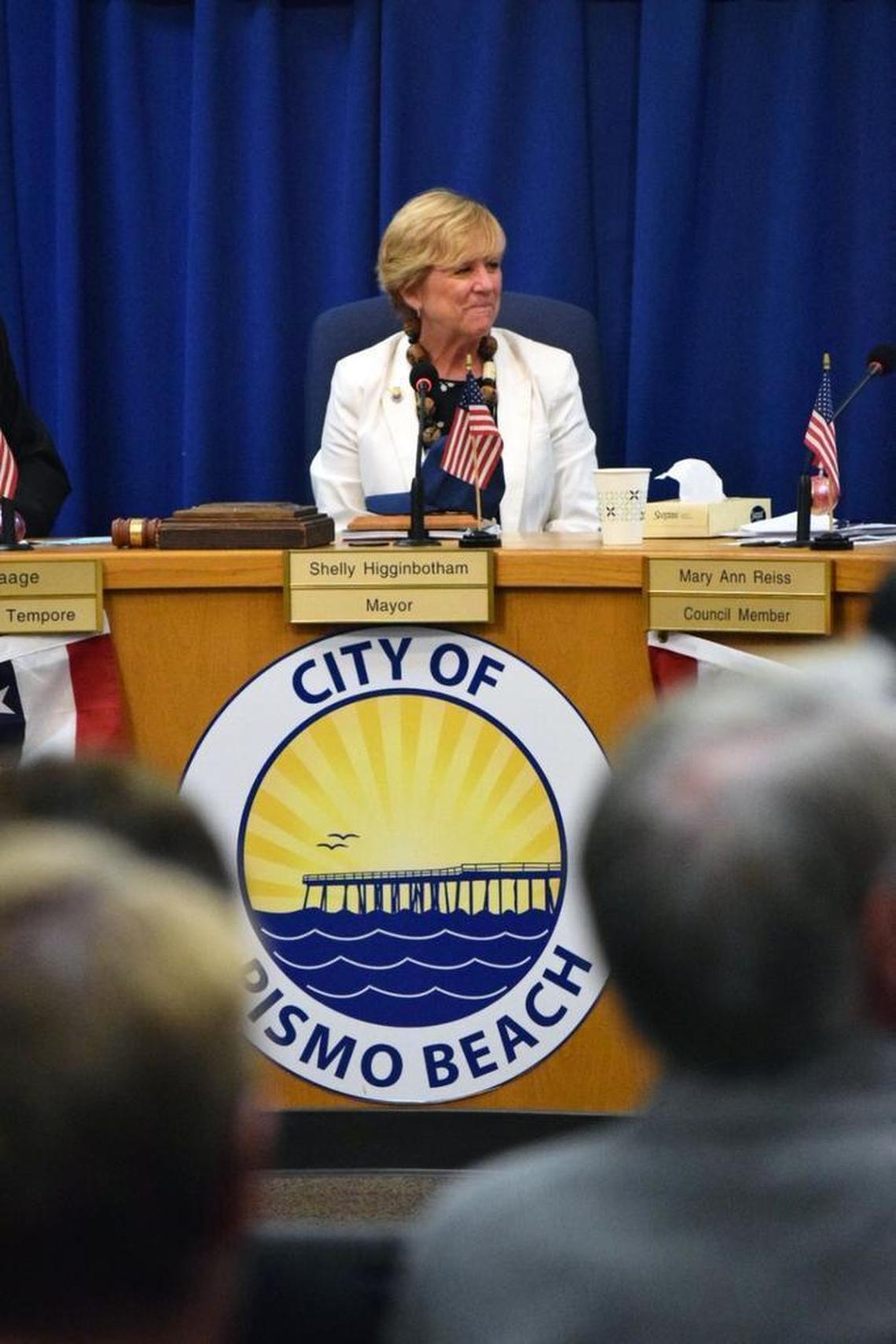 Shelly Higginbotham at her final council meeting as mayor of Pismo Beach in 2016. Higginbotham served as a councilmember and mayor for 12 years.