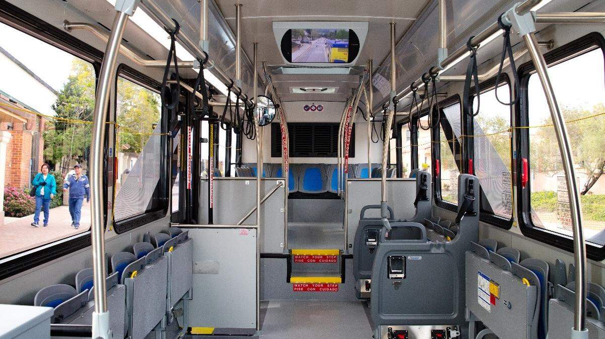 The inside of a San Luis Obispo city bus.