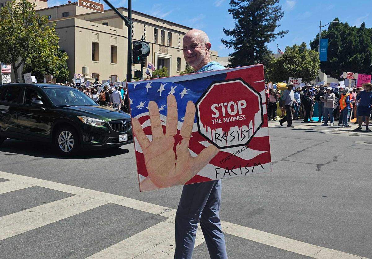 Thousands gathered in San Luis Obispo for No Kings Day to protest executive overreach by the Trump administration on the President’s birthday.