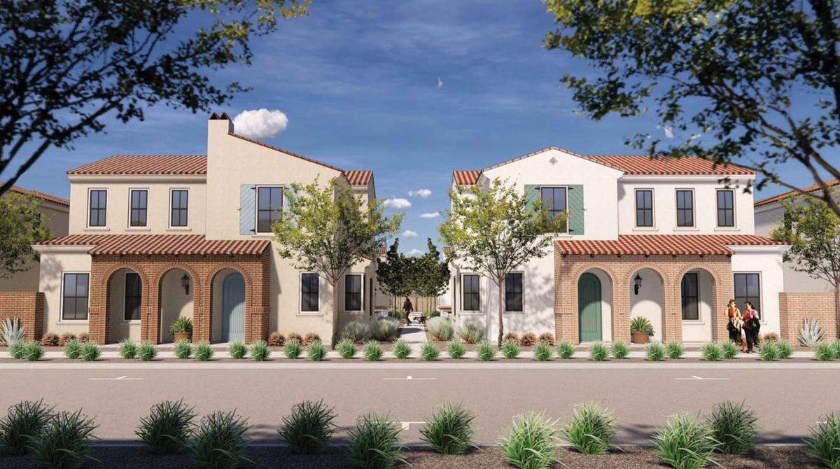 A rendering shows how the bungalow homes would look at the Bullock Ranch mixed-use development project in San Luis Obispo.