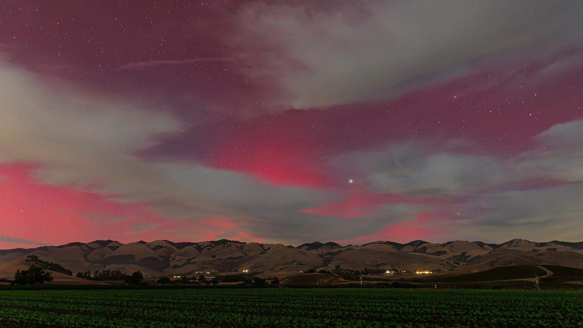 The northern lights returned to San Luis Obispo County on Thursday, Oct. 10, 2024, turning the night skies pink and purple over the Edna Valley.