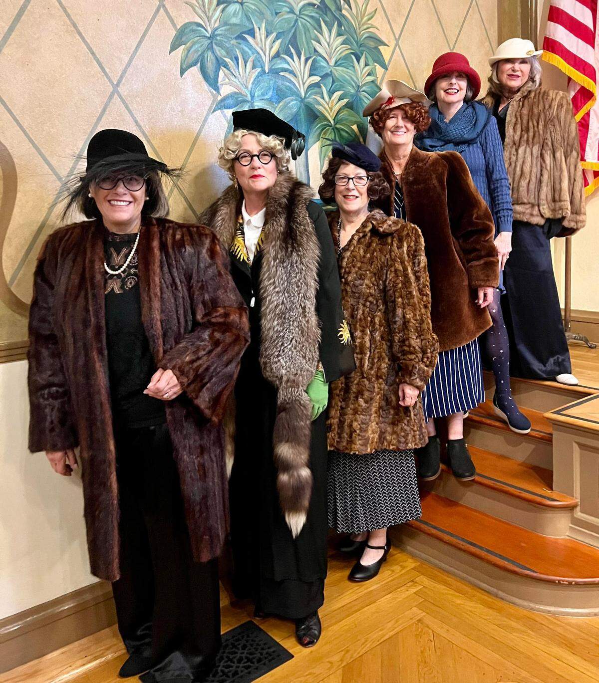 Living history docents for The Monday Club include, Diane McKeague, left, Brook Meek, Virginia Ortiz, Patti Ruprecht, Mary Qualls and Liz Ruderman-Miller. Club docents in similar period attire will lead tours on Saturday and Sunday, Sept. 28 and 29, 2024, at the clubhouse, 1815 Monterey St., San Luis Obispo. Tours are set from 11 a.m. to 3 p.m. Saturday and 11 a.m. to 1 p.m. Sunday.
