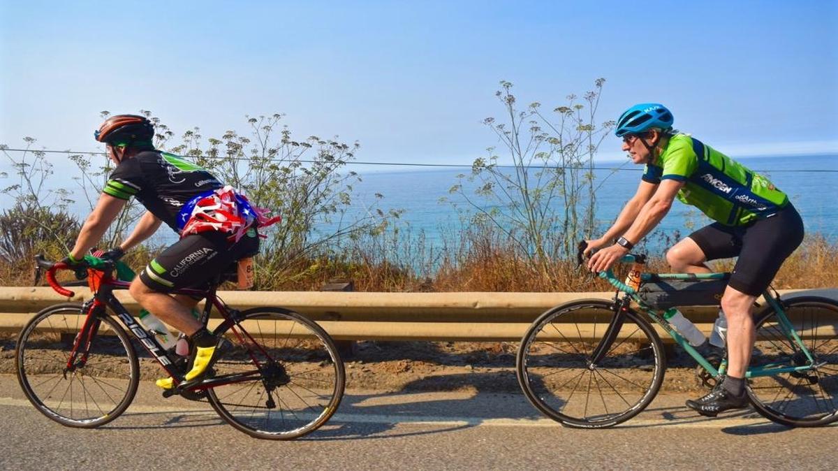 Riders participate in the California Coast Classic bike tour.