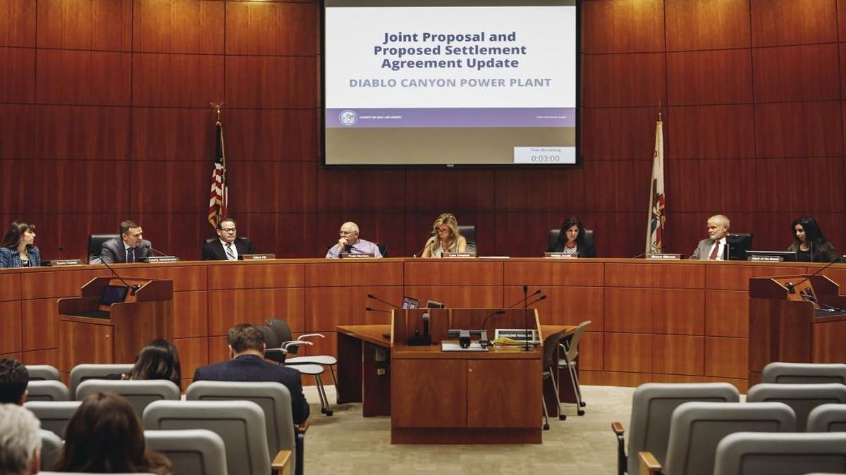 The San Luis Obispo County Board of Supervisors discusses the closing of Diablo Canyon Nuclear Power Plant in December 2016.