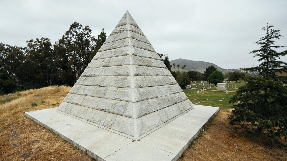 The Dorn Pyramid sits atop a hill in San Luis Cemetery, also known as Odd Fellows Cemetery, in San Luis Obispo.