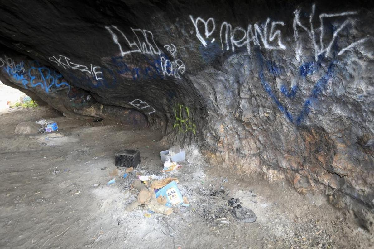 Partying is a common problem at Pirate’s Cove. The cave is littered with trash, and spray-painted graffiti covers the walls.