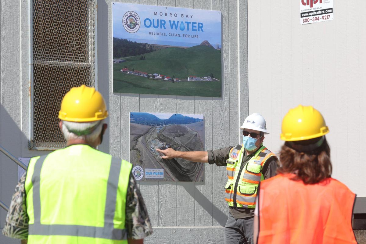 Stephen R. Mimiaga, construction manager for the city of Morro Bay, discusses the site of the new Water Reclamation Facility during a walking tour on Monday.