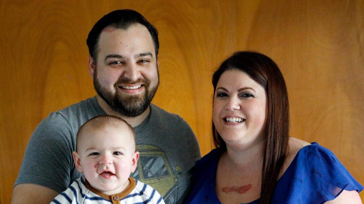 Jamie Tejeda, 32, and her husband, Lalo, and their baby Oliver. Their baby was delivered not breathing last year and nurses at Sierra Vista’s NICU unit helped save him. 12-05-2018 David Middlecamp