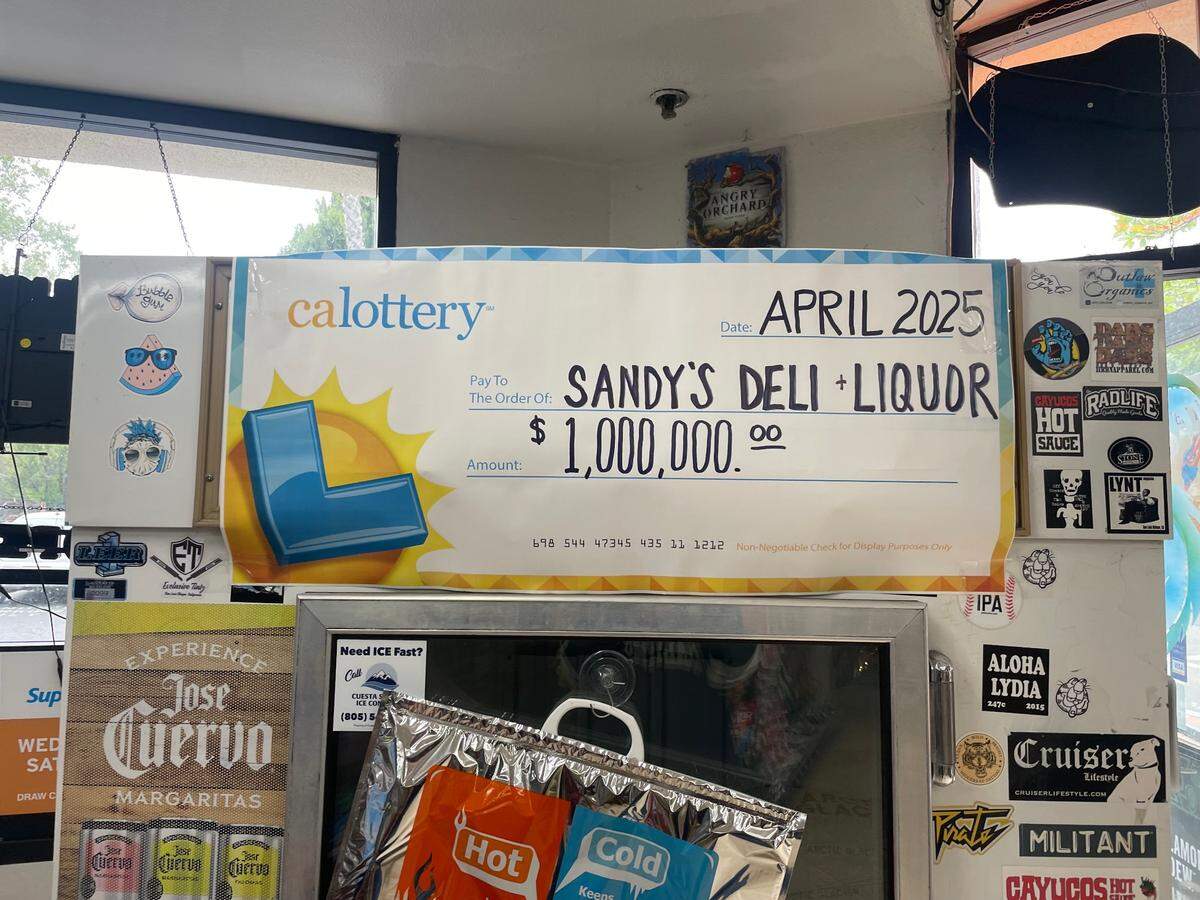 A $1 million winning scratcher was sold at Sandy’s Deli-Liquor in downtown San Luis Obispo on April 6, 2025.