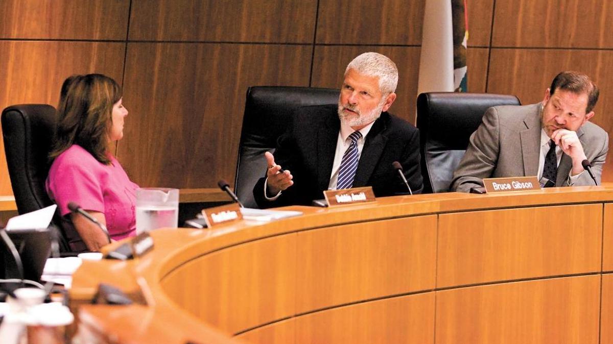 Bruce Gibson, center, is seeking his fourth term as District 2 supervisor and is facing a challenge from former Home Builders Association director Jeff Eckles and Patrick E.B. Sparks, a real estate broker and attorney.