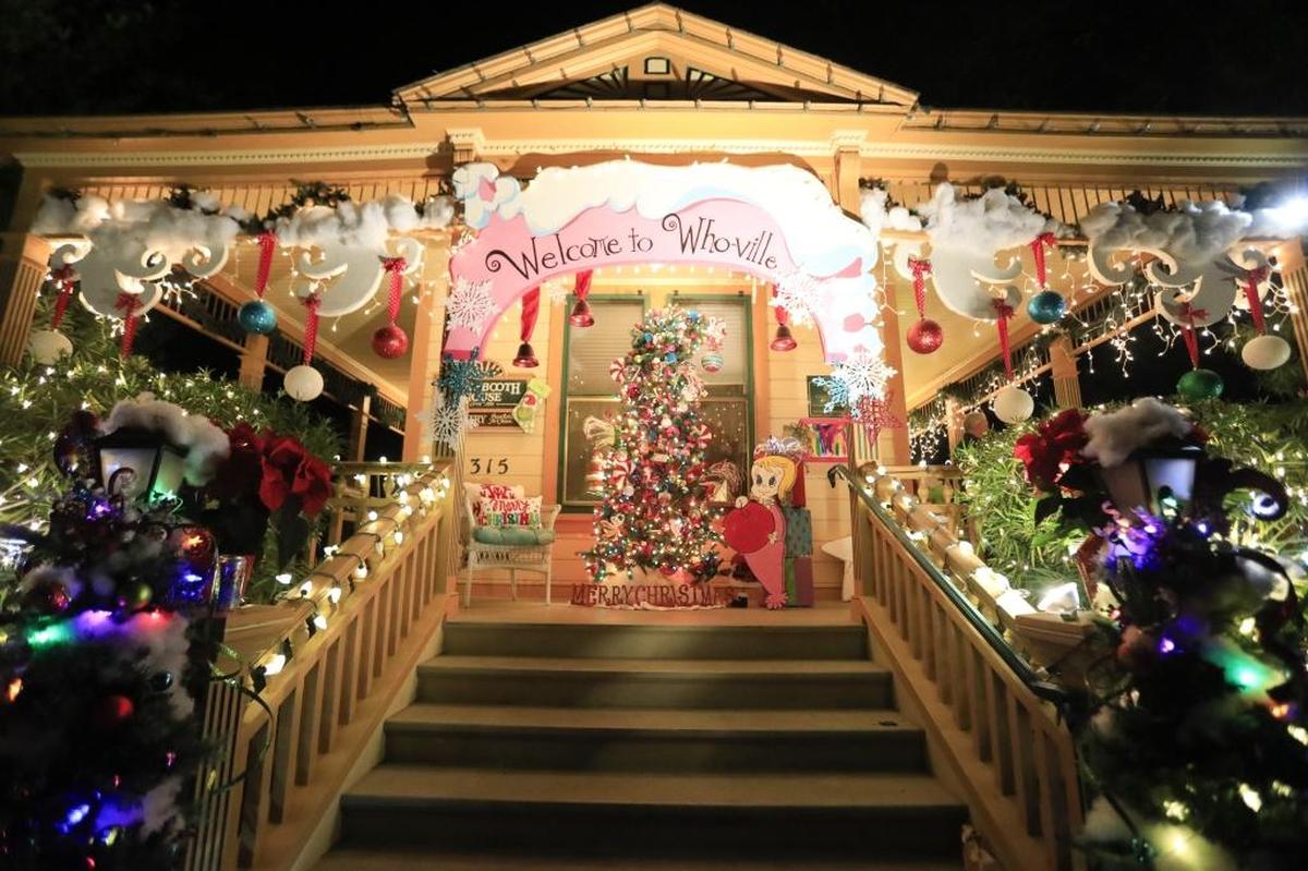 The Call-Booth House is decorated with a “How the Grinch Stole Christmas” theme during the Vine Street Victorian Christmas Showcase in Paso Robles in 2017.