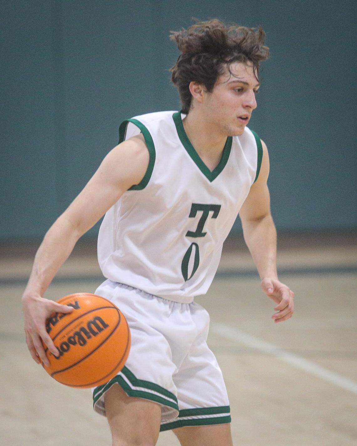 Nicky Frangie takes the ball down court. Nipomo boys beat Templeton 74-60 in a basketball game in Templeton on Feb. 1, 2023.